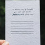 Appreciation wildflower seed paper card